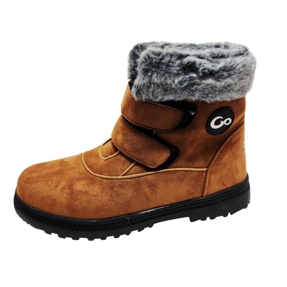 WOMENS Winter Faux Suede & Fur Boots With Double Straps  Size 11 - Picture 1 of 12